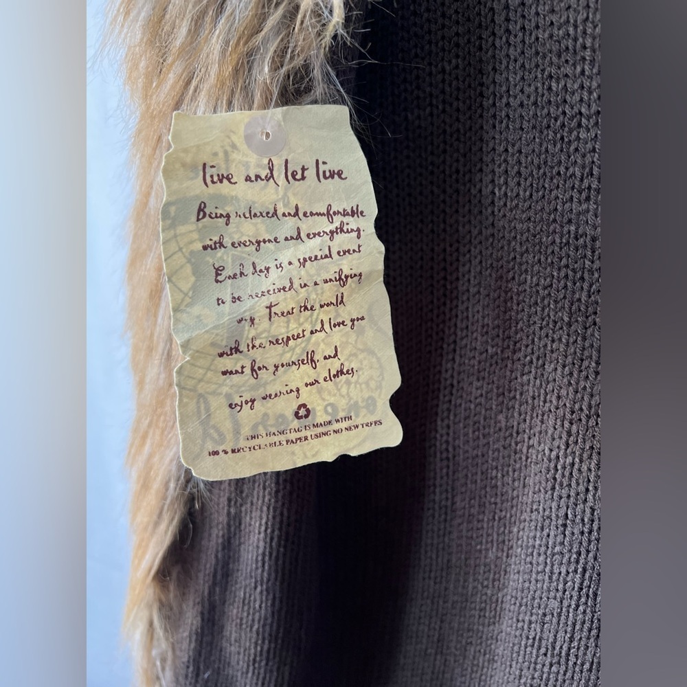 NWT One World Brown Size XL Faux Fur sweater Vest - Picture 4 of 8